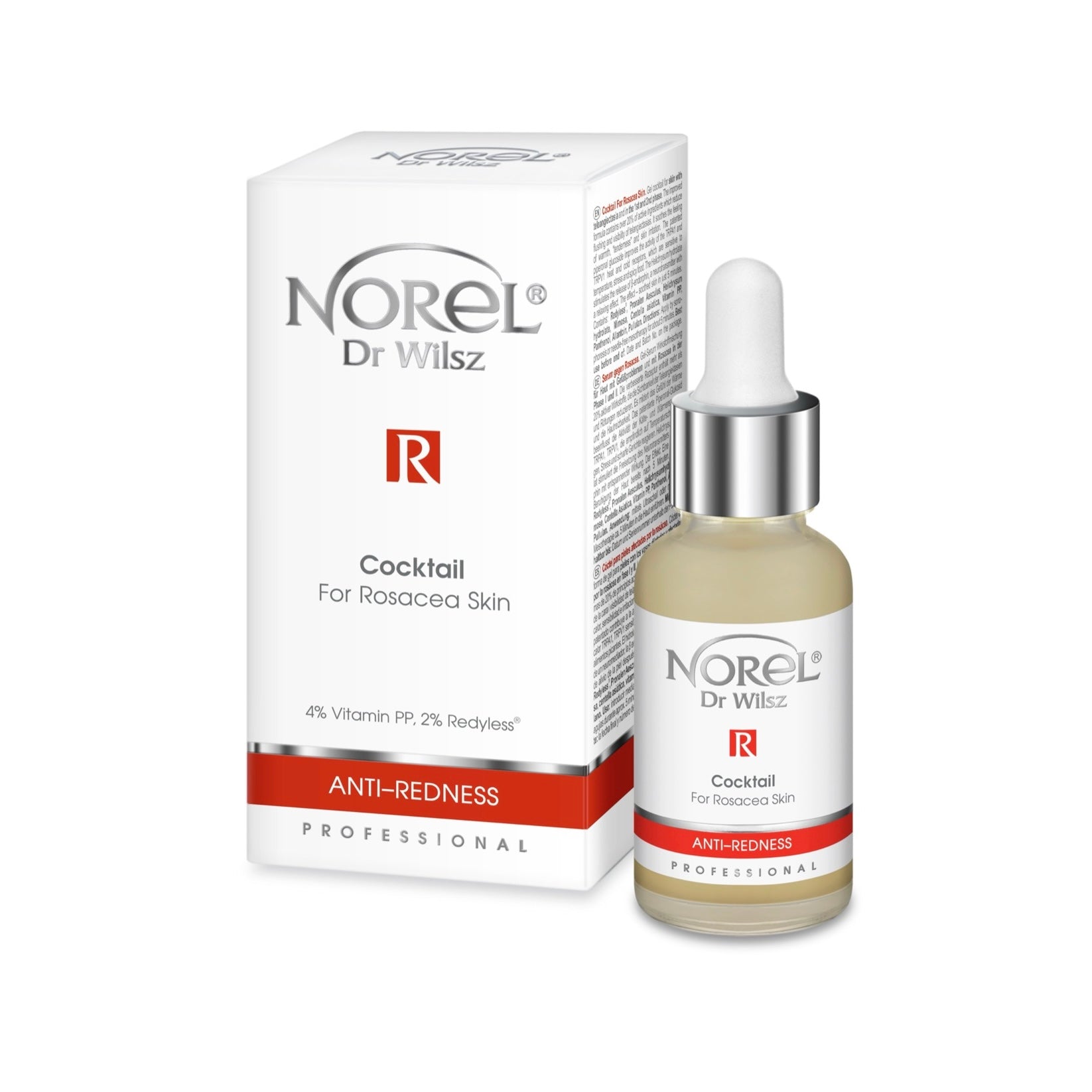 Norel - Anti-Redness - Cocktail for Rosacea Skin, 4% Vitamin PP, 2% Redyless S MB MI (Professional)